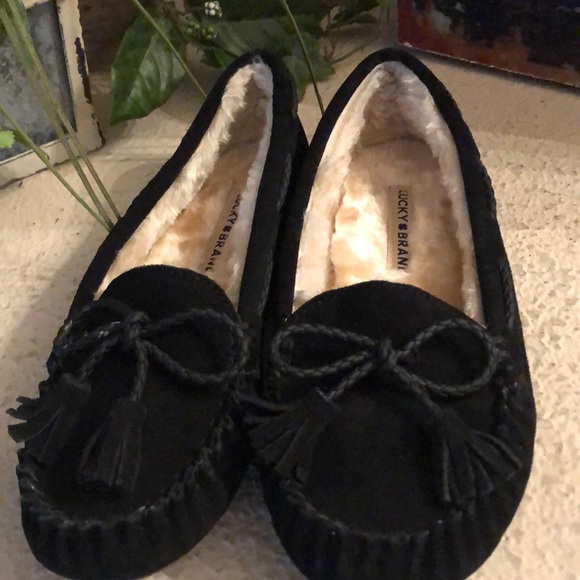 black fur moccasins
